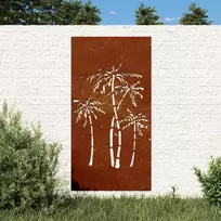 Sodo sienos dekoracija, 105x55cm, corten plienas, palmės