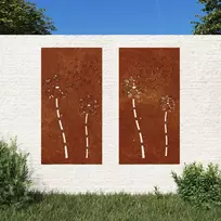 Sodo sienos dekoracija, 2 dalių, 105x55cm, corten plienas
