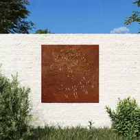 Sodo sienos dekoracija, 55x55cm, corten plienas, saulės dizaino