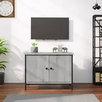 TV spintelė su durelėmis, pilka ąžuolo, 60x35x45cm, mediena