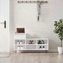 Spintelė batams, balta, 102x36x60cm, apdirbta mediena, blizgi