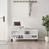 Spintelė batams, baltos spalvos, 102x36x60cm, apdirbta mediena