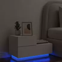Naktinė spintelė su LED lemputėmis, balta, 70x36x40,5cm