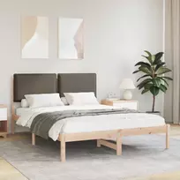 Lovo rėmas su apmuštu galvūgaliu Taupe 140 x 190 cm
