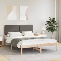 Lovo rėmas su apmuštu galvūgaliu Taupe 140 x 190 cm