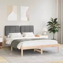 Lovo rėmas su apmuštu galvūgaliu Tamsiai pilka 160 x 200 cm