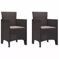 Sodo Kėdė su pagalve 2 pcs Ruda 53 x 49 x 85 cm Polipropilenas