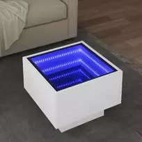 Šoninis staliukas su LED, baltas, 40x40x30cm, apdirbta mediena