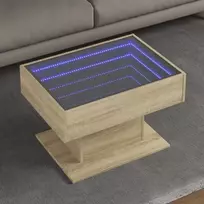 Kavos staliukas su LED, ąžuolo, 70x50x45cm, apdirbta mediena