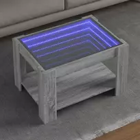 Kavos staliukas su LED, pilkas ąžuolo, 73x53x45cm, mediena