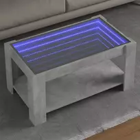 Kavos staliukas su LED, betono, 93x53x45cm, apdirbta mediena