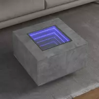 Kavos staliukas su LED, betono, 60x60x40cm, apdirbta mediena