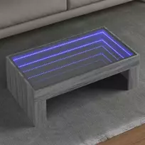 Kavos staliukas su Infinity LED lemputėmis, pilkas, 90x50x30cm