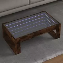 Kavos staliukas su Infinity LED lemputėmis, dūminis, 90x53x30cm