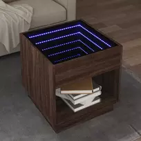 Kavos staliukas su Infinity LED lemputėmis, rudas, 50x50x50cm