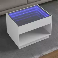 Kavos staliukas su Infinity LED lemputėmis, baltas, 70x50x50cm