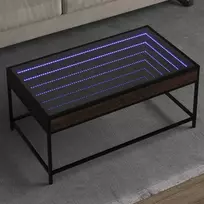 Kavos staliukas su Infinity LED lemputėmis, rudas, 90x50x41cm
