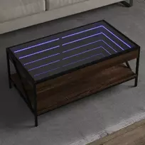 Kavos staliukas su Infinity LED lemputėmis, rudas, 90x50x38cm