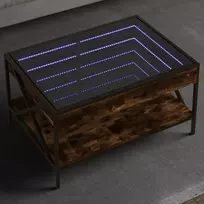 Kavos staliukas su Infinity LED lemputėmis, dūminis, 70x50x38cm