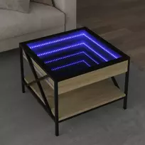 Kavos staliukas su Infinity LED lemputėmis, ąžuolo, 50x50x38cm
