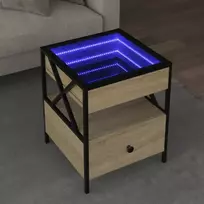 Kavos staliukas su Infinity LED lemputėmis, ąžuolo, 40x40x51cm