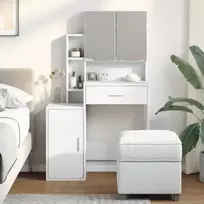Kosmetinis staliukas su spintele, baltos spalvos, 80x35x132cm