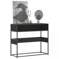 konsolinis stalas juodas 90x35x80 cm inžinierinis medis