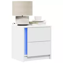 Naktinės spintelės su LED lemputėmis, 2vnt., baltos, mediena