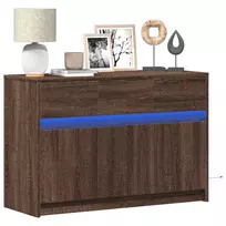Televizoriaus spintelė su LED, ruda, 91x34x61cm, mediena