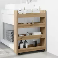 Siauras vežimėlis daiktams, 4 aukštų, artisano ąžuolo, mediena