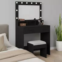 Makiažo stalas Juodas ąžuolas 79 x 41 x 135 cm Apdirbta mediena