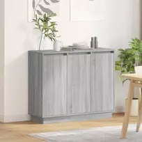 LED Bufetas Pilkas Sonoma 90 x 32 x 75 cm Apdirbta mediena