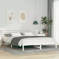 Lovos rėmas Balta 160 x 220 cm Kietos pušies mediena