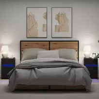 LED naktinis staliukas su spintelėmis 2 pcs juoda ąžuolo