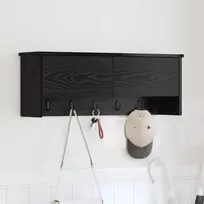 Prikabinamas paltas su lentyna Juodas ąžuolas 80 x 20 x 30 cm