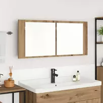 LED veidrodis spintelė Amatininkų ąžuolas 100 x 12 x 45 cm