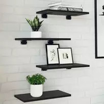 Knygų lentyna 4 pcs Juodas 40 x 20 x 1,5 cm Apdirbta mediena