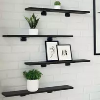 Knygų lentyna 4 pcs Juodas 60 x 10 x 1,5 cm Apdirbta mediena