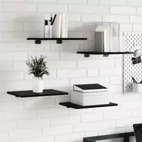 Knygų lentyna 4 pcs Juodas 40 x 30 x 1,5 cm Apdirbta mediena