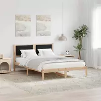 Lovos rėmas Juoda 140 x 190 cm Kietos pušies mediena