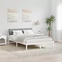 Lovos rėmas Balta ir šviesiai pilka 160 x 200 cm Pušies masyvas