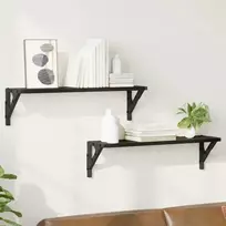 Sieninės lentynos 2 pcs Juodas ąžuolas 60 x 15 x 15,5 cm