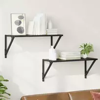 Sieninės lentynos 2 pcs Juodas ąžuolas 60 x 25 x 25,5 cm