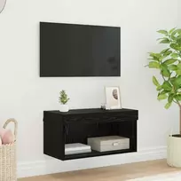 TV spintelių komplektas su LED Juodas ąžuolas 60 x 30 x 30 cm