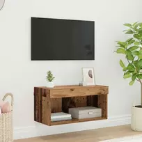 TV spintelių komplektas su LED Senovinis medis 60 x 30 x 30 cm