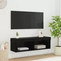 TV sieninė spintelė su LED Juodas ąžuolas 100 x 30 x 30 cm