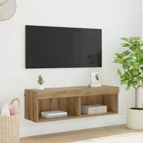 TV sieninė spintelė su LED Amatininkų ąžuolas 100 x 30 x 30 cm