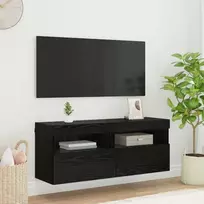 TV sieninė spintelė su LED Juodas ąžuolas 100 x 30 x 40 cm