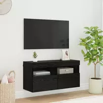 TV sieninė spintelė su LED Juodas ąžuolas 80 x 30 x 40 cm