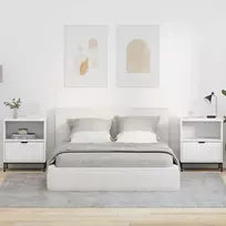 Šalia lovos spintelė su stalčių 2 pcs Balta 49 x 36 x 61 cm